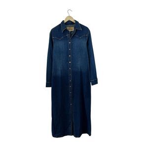 Vintage Desert Diva X-Large Sherry Holt Jean Denim Snap Dress Blue Womens